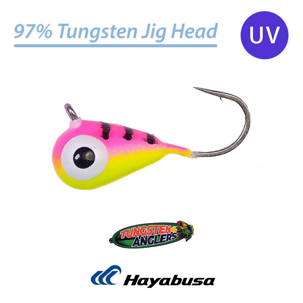 Tungsten Tear Drop Ice Jigs Pink Tiger