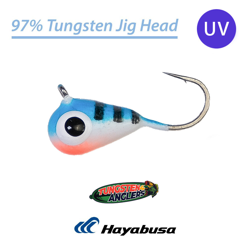 Tungsten Tear Drop Ice Jigs Blue Tiger